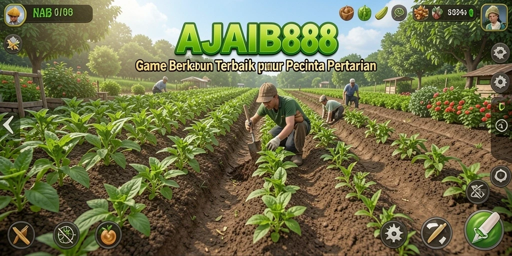 Screenshot AJAIB88 menampilkan pemain sedang berkebun dengan tanaman subur.