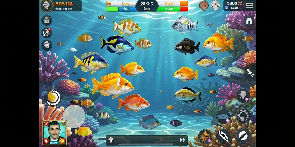 Tampilan gameplay seru Tembak Ikan di BOS138.