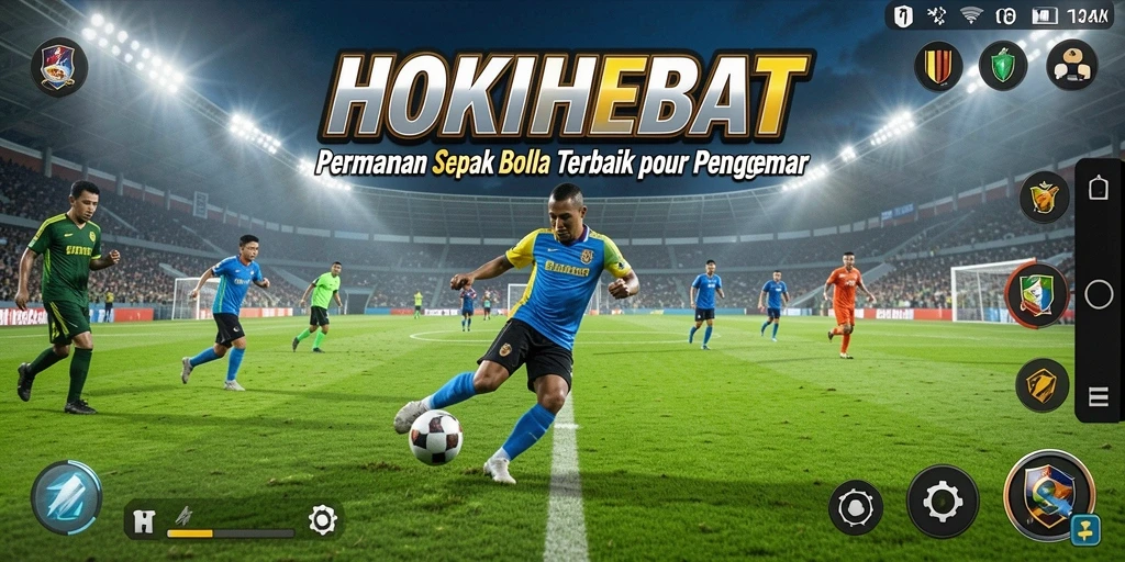 Tangkapan layar HOKIHEBAT yang menunjukkan aksi pertandingan sepak bola yang intens.