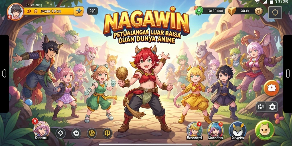 Tangkapan layar NAGAWIN menunjukkan aksi seru dalam gameplay Anime.