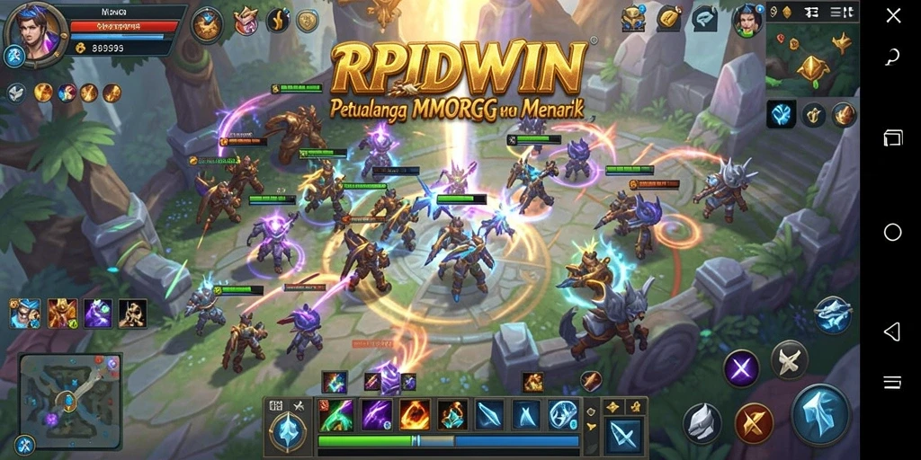 Screenshot RPIDWIN menampilkan pertarungan epik dengan karakter yang beraksi.